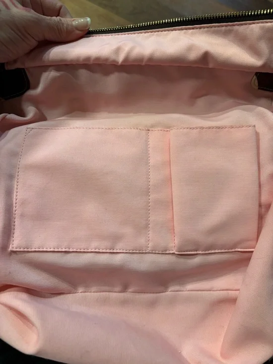 Coach VINTAGE G05M-8F33 Hamptons Optic Scarf Print w Tan Suede Bottom Tote EUC - Picture 12 of 15